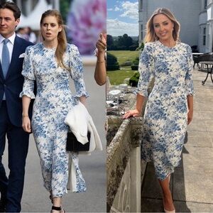 Reformation Carolena Dress in Pompadour White Blue Floral Midi Size 6